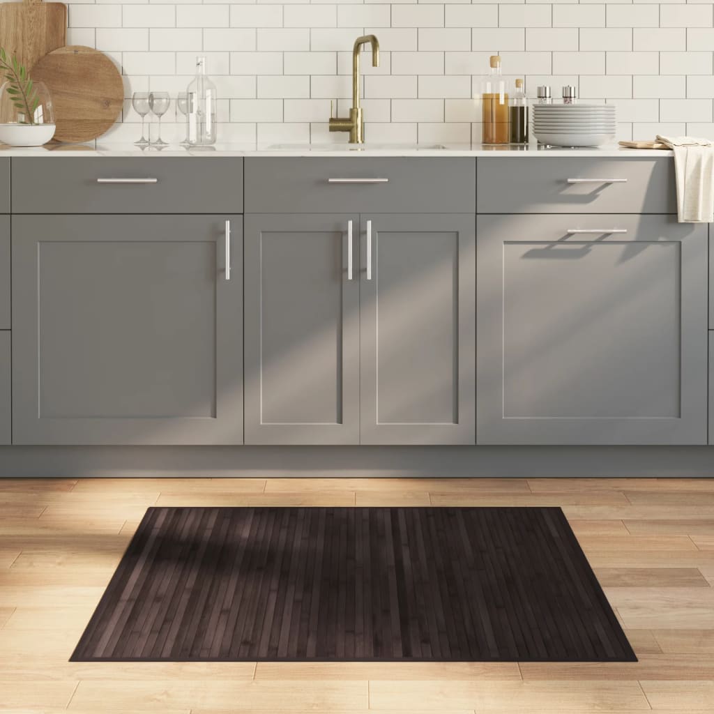 Rug Rectangular Dark Brown80x100 cm Bamboo