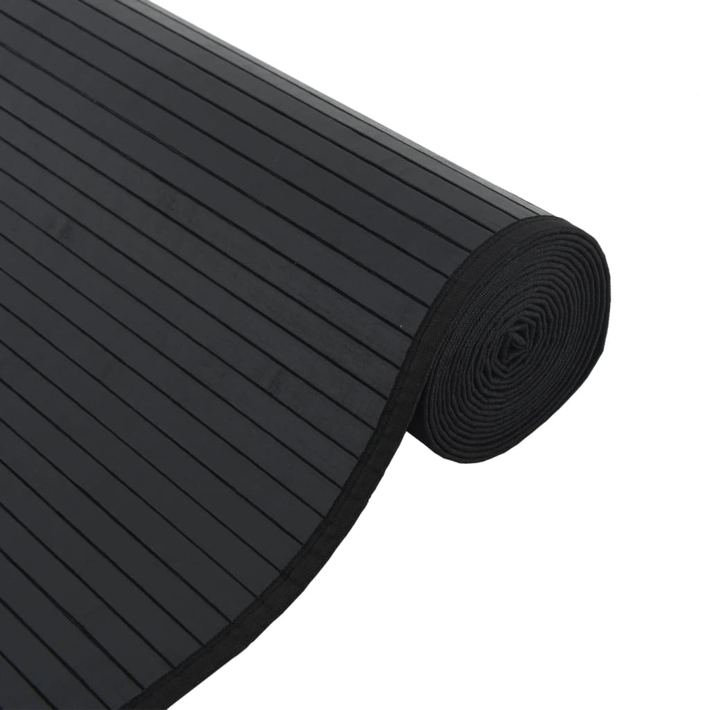 Rug Square Black100x100 cm Bamboo
