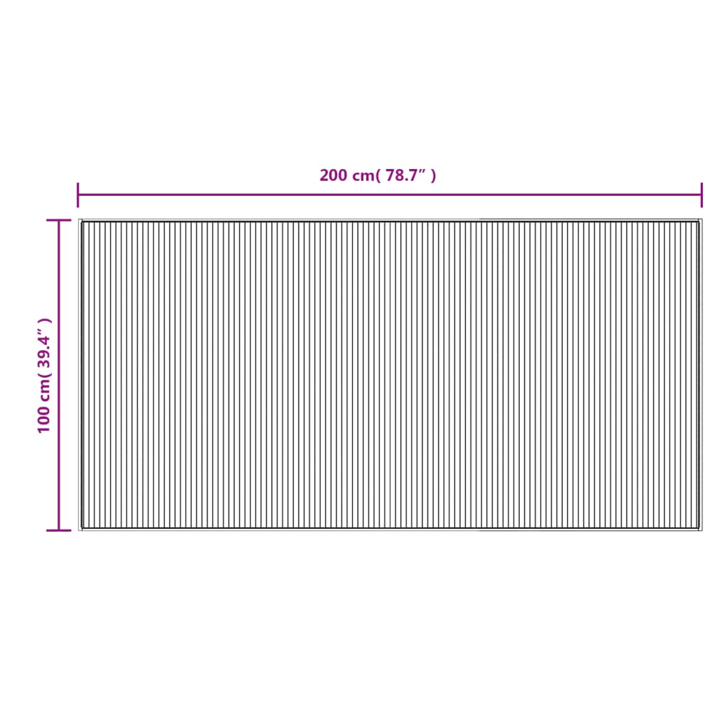 Rug Rectangular Light Natural100x200 cm Bamboo