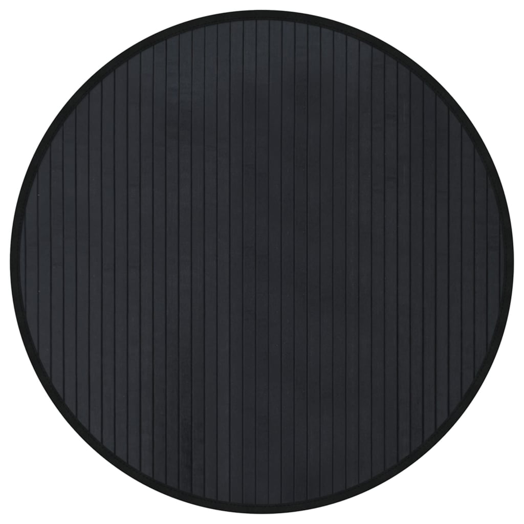Rug Round Black60 cm Bamboo