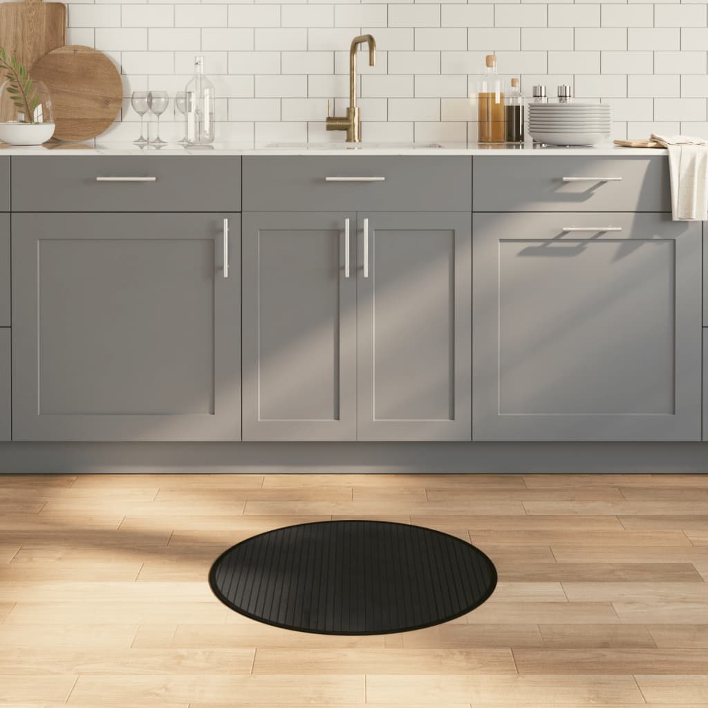 Rug Round Black60 cm Bamboo