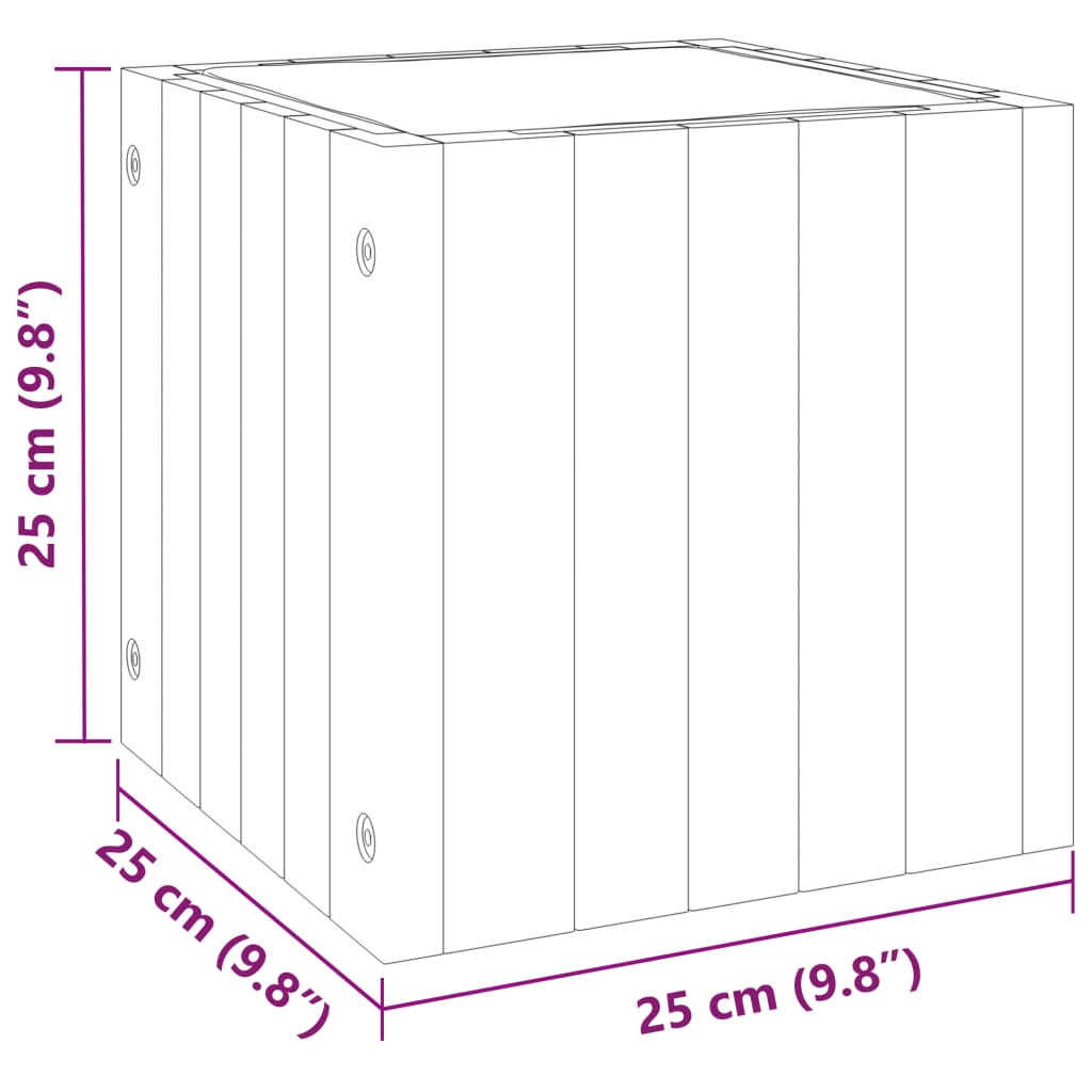 Garden Planter 9.8"x9.8"x9.8" Solid Wood Acacia
