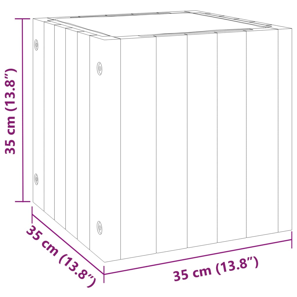 Garden Planter 13.8"x13.8"x13.8" Solid Wood Acacia