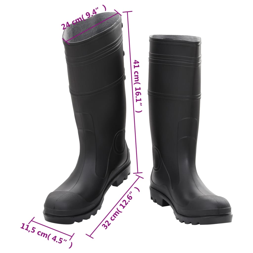 Rain Boots Black Size 46 PVC