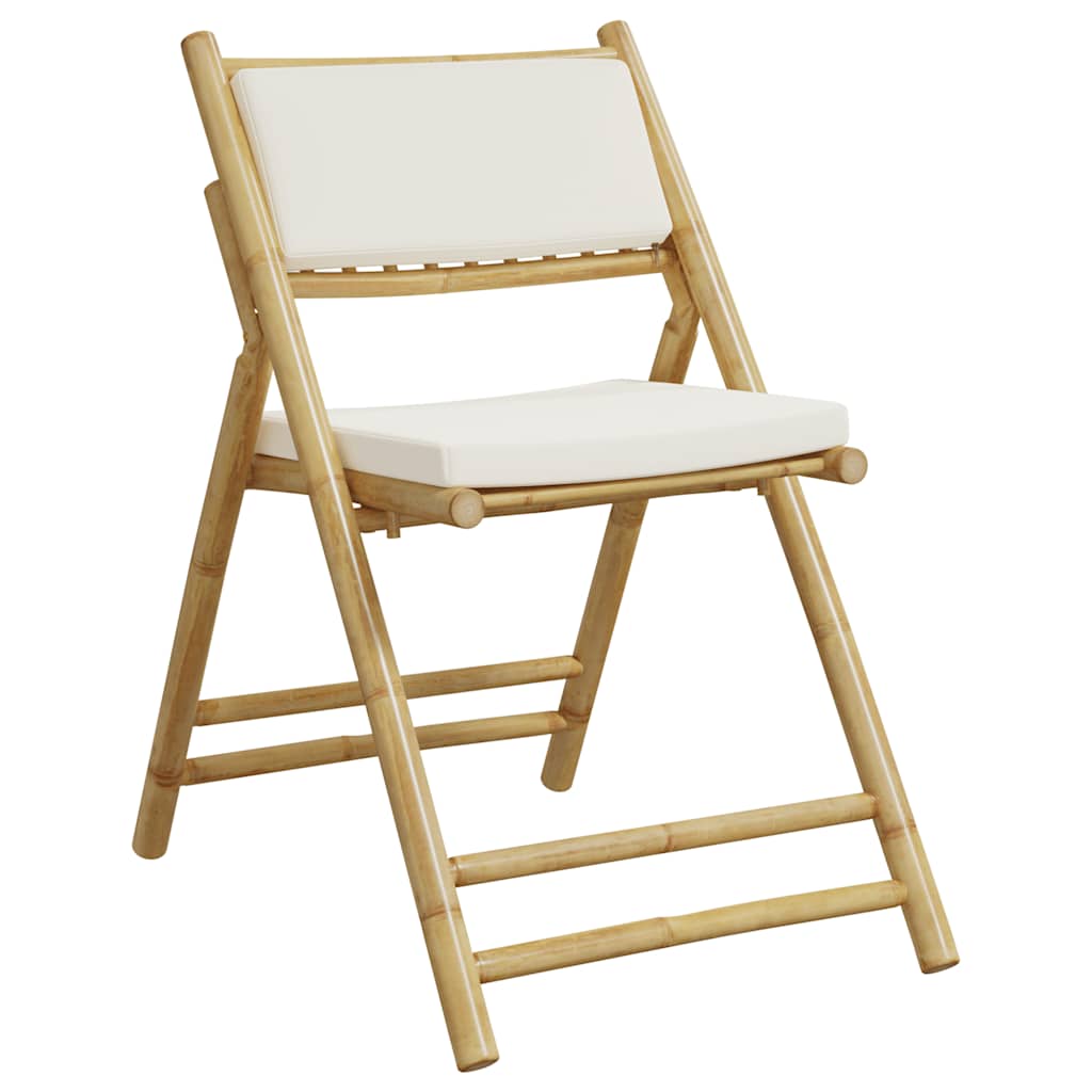 Folding Bistro Chairs 2 pcs with Cushions Bamboo