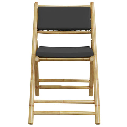 Folding Bistro Chairs 2 pcs with Cushions Bamboo