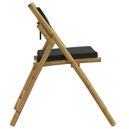 Folding Bistro Chairs 2 pcs with Cushions Bamboo