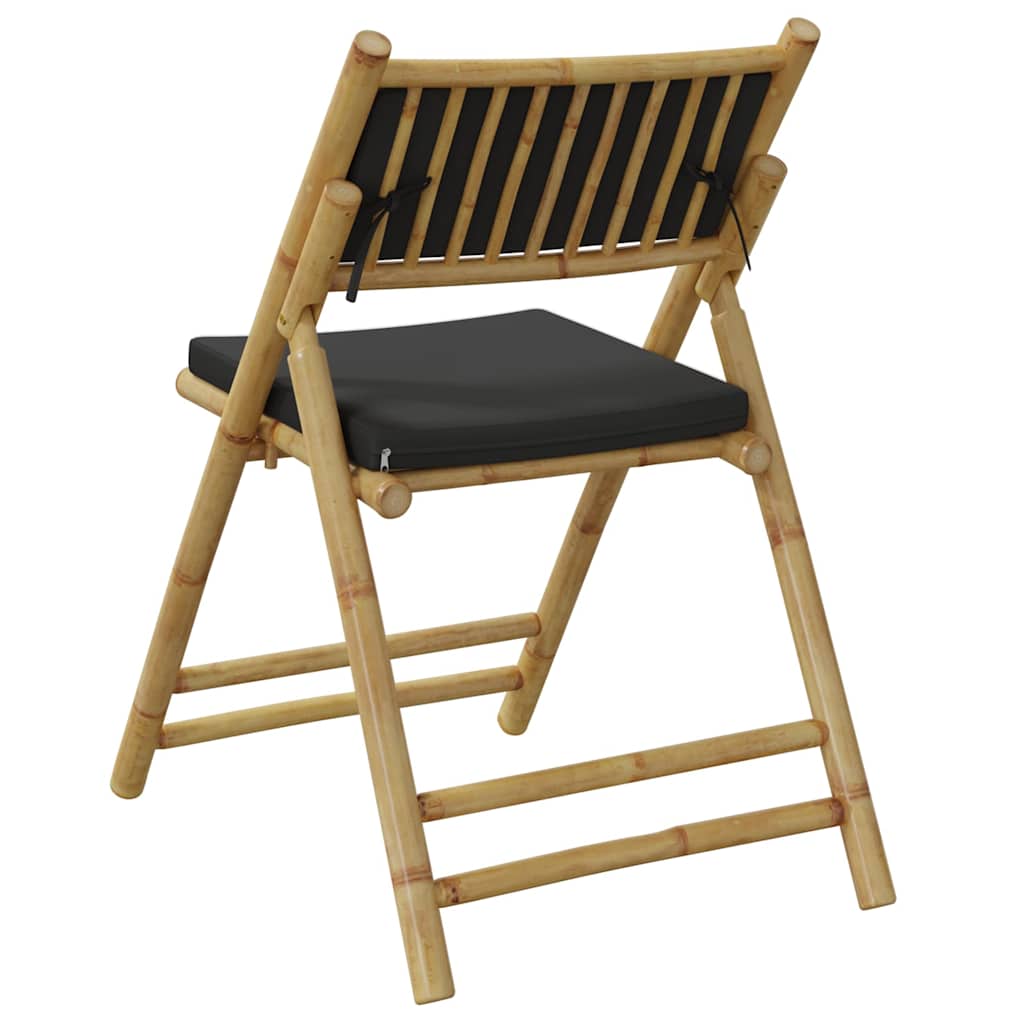Folding Bistro Chairs 2 pcs with Cushions Bamboo