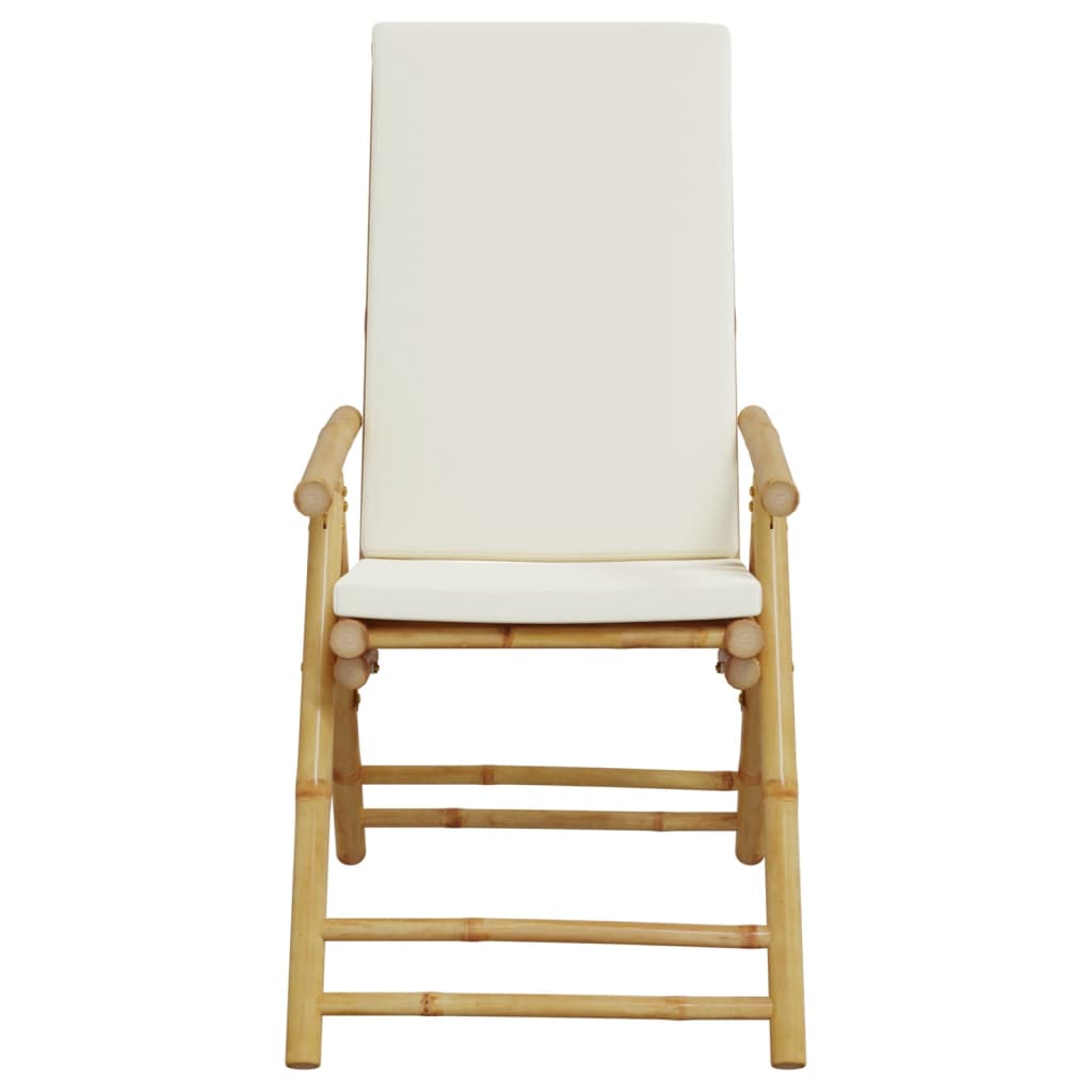 Folding Patio Reclining Chairs 2 pcs with Cushions Bamboo