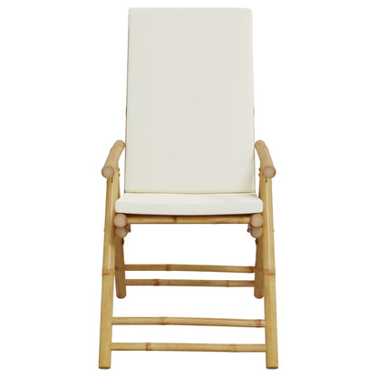 Folding Patio Reclining Chairs 2 pcs with Cushions Bamboo
