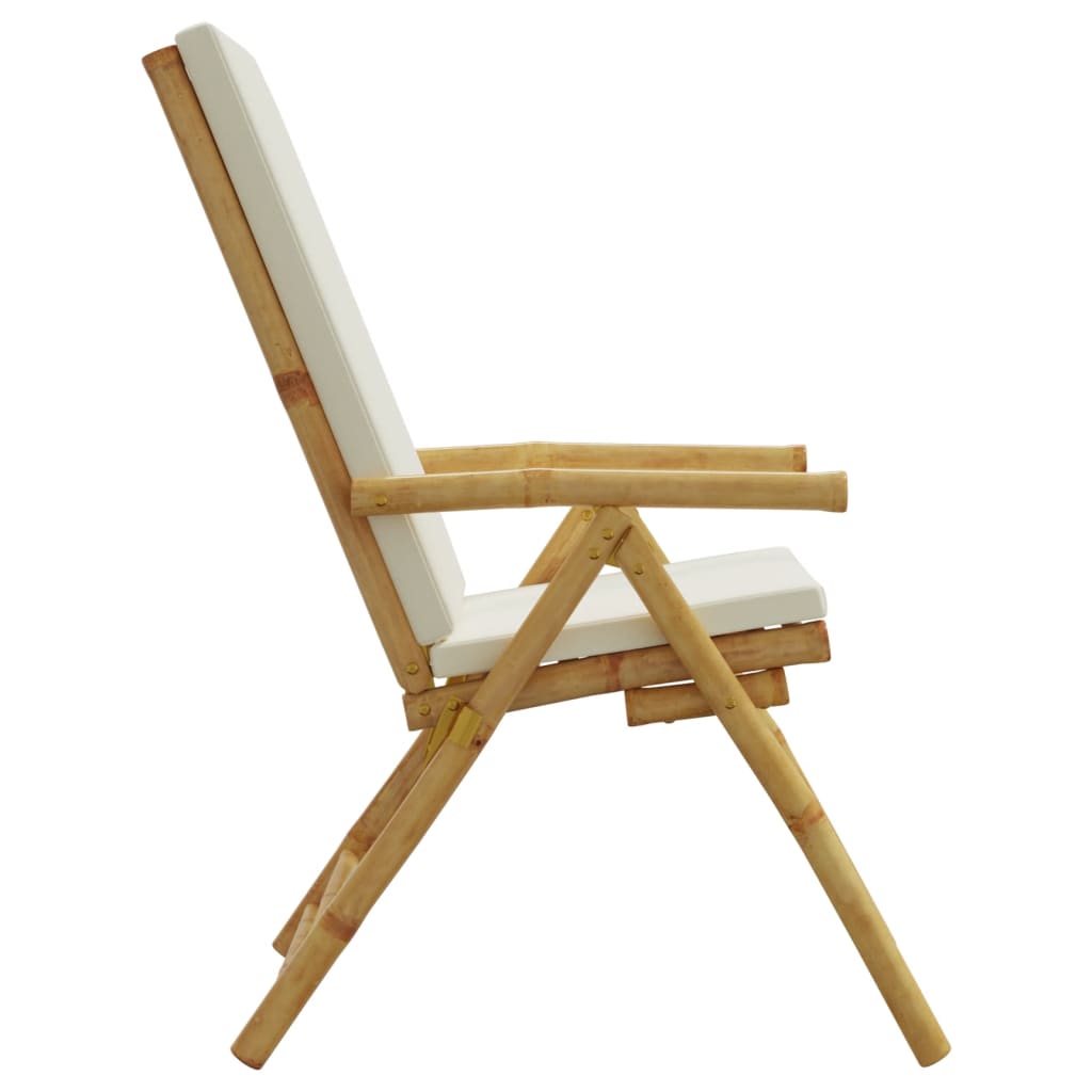 Folding Patio Reclining Chairs 2 pcs with Cushions Bamboo