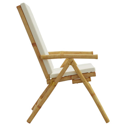 Folding Patio Reclining Chairs 2 pcs with Cushions Bamboo