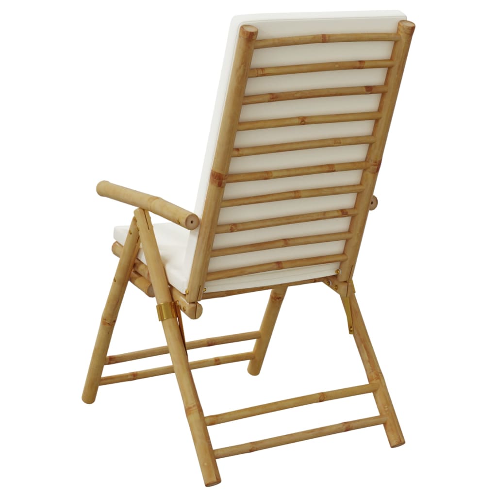 Folding Patio Reclining Chairs 2 pcs with Cushions Bamboo
