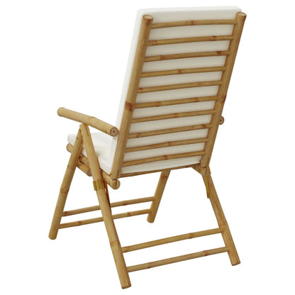 Folding Patio Reclining Chairs 2 pcs with Cushions Bamboo