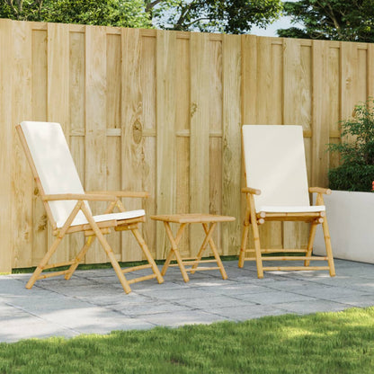 Folding Patio Reclining Chairs 2 pcs with Cushions Bamboo