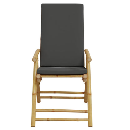 Folding Patio Reclining Chairs 2 pcs with Cushions Bamboo