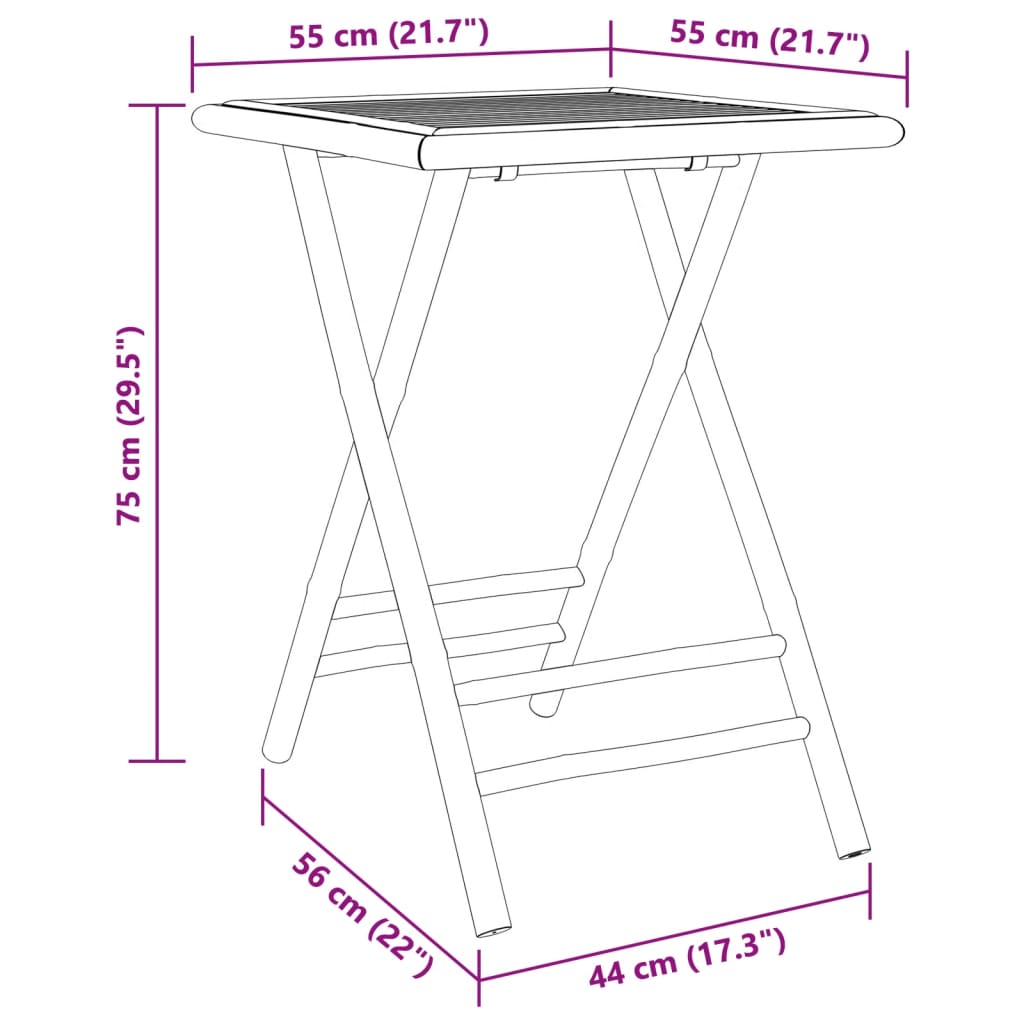 Garden Table | Natural Bamboo | Bamboo | Small | Foldable