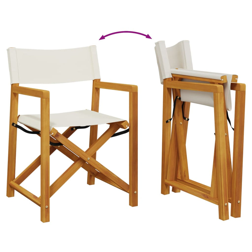 Folding Garden Chairs 2 pcs Cream White Fabric