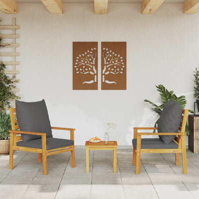 Patio Sofa Chair 2pcs with Cushion Solid Wood Acacia