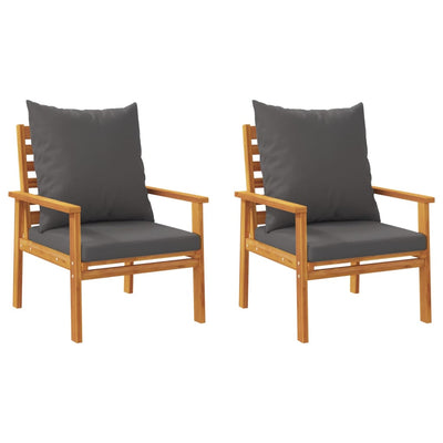 Patio Sofa Chair 2pcs with Cushion Solid Wood Acacia