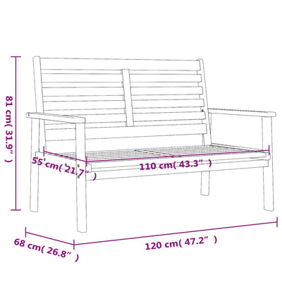 Patio Sofa Bench 47.2" Solid Wood Acacia