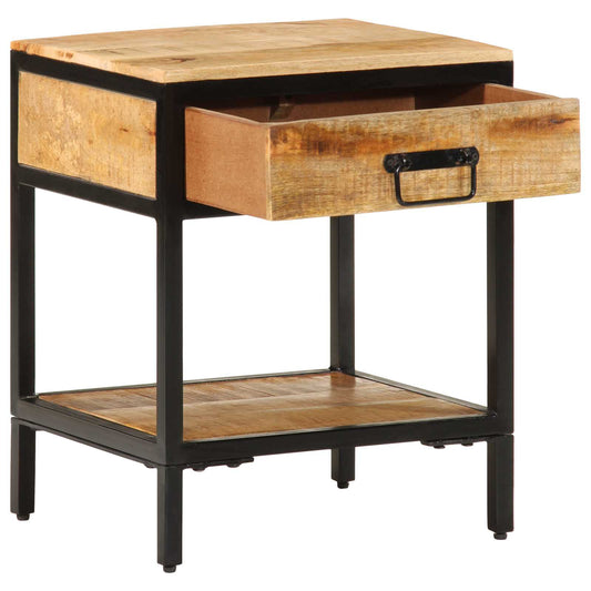 Bedside Table Brown 40 x 35 x 50 cm Solid Mango Wood and Metal