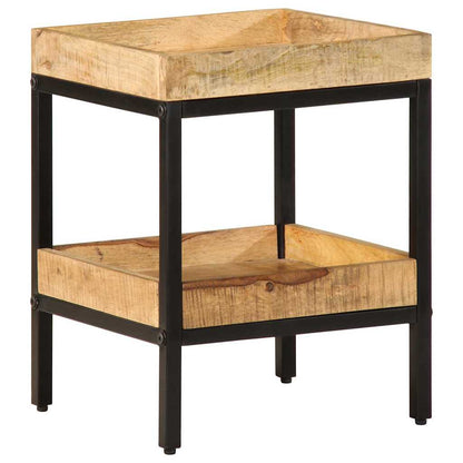 Side Table with Shelf Brown 35 x 35 x 45 cm Solid Mango Wood
