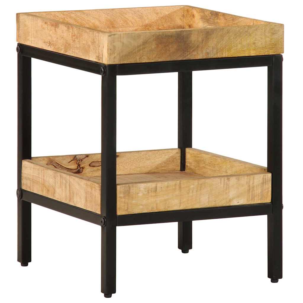Side Table with Shelf Brown 35 x 35 x 45 cm Solid Mango Wood