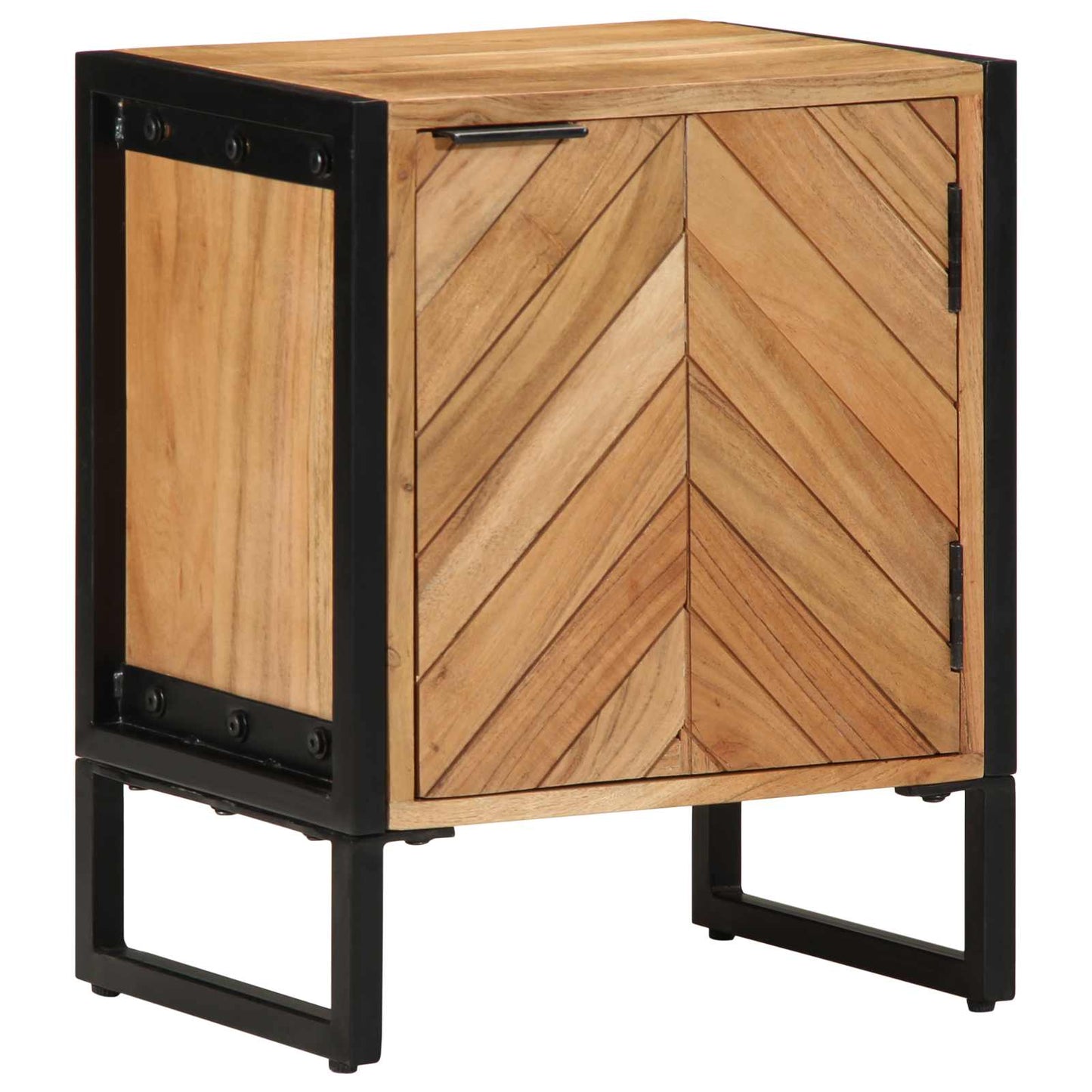 Bedside Table Brown 40 x 30 x 50 cm Solid Acacia Wood and Metal