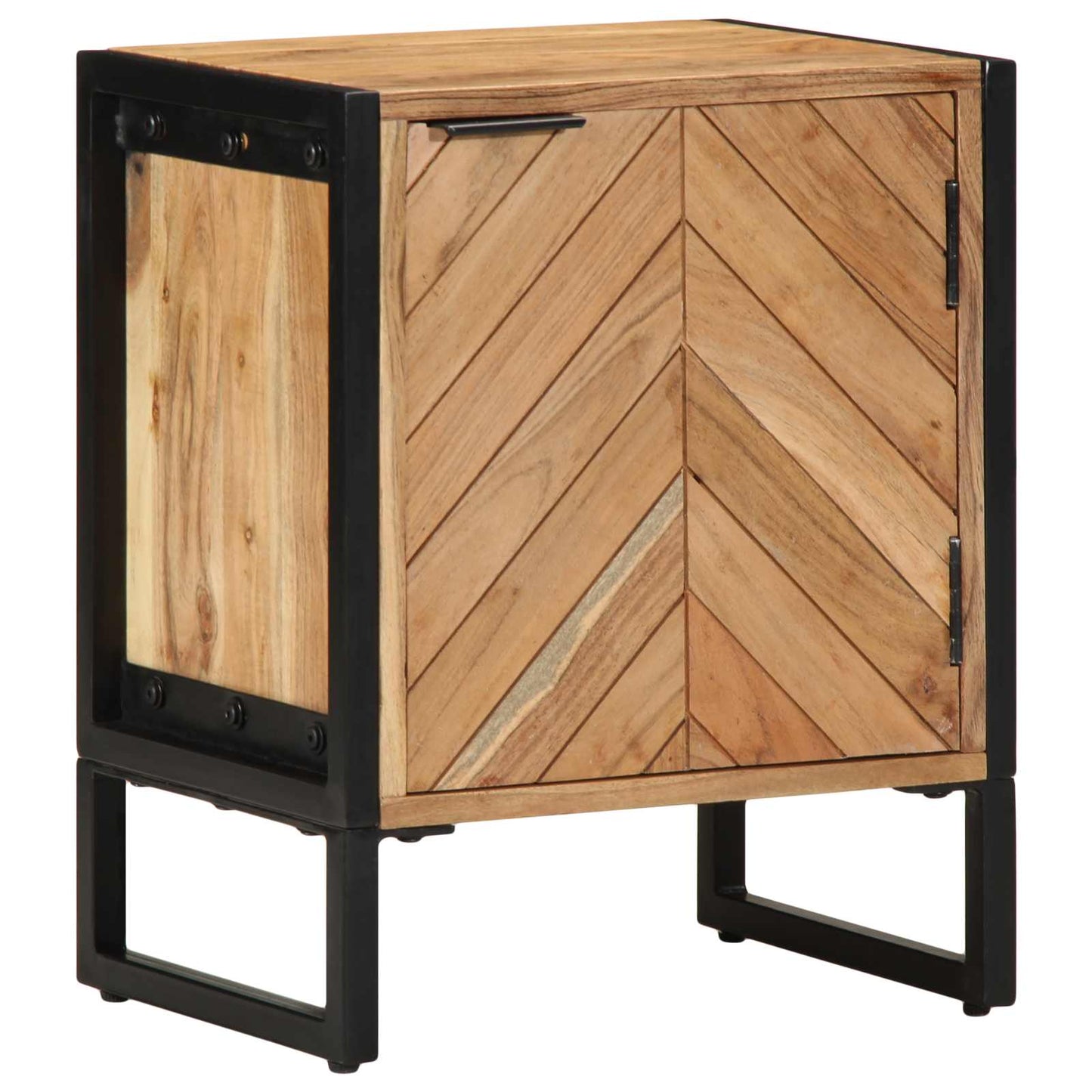 Bedside Table Brown 40 x 30 x 50 cm Solid Acacia Wood and Metal