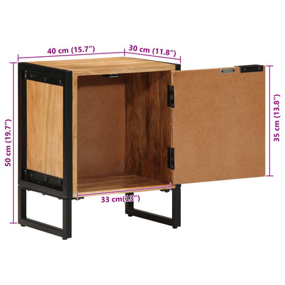 Bedside Table Brown 40 x 30 x 50 cm Solid Acacia Wood and Metal