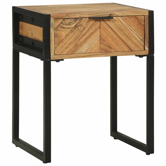 Bedside Table Brown 40 x 35 x 50 cm Solid Acacia Wood and Metal