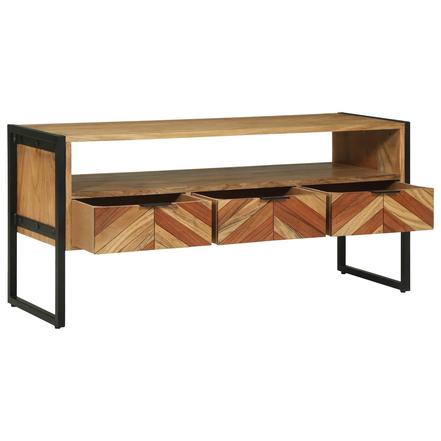 TV Cabinet with Drawer Brown 100 x 35 x 50 cm Solid Acacia Wood