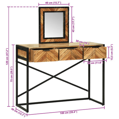 Dressing Table Brown 100 x 40 x 120 cm Solid Acacia Wood