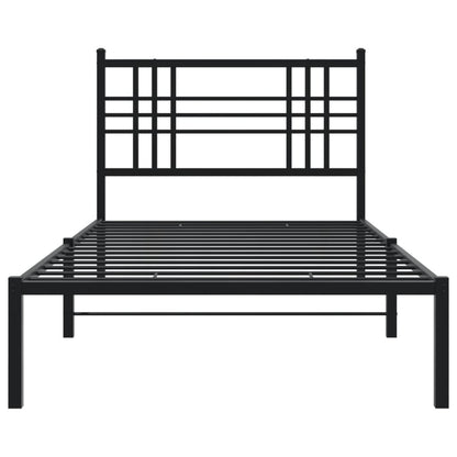 Metal Bed Frame without Mattress with Headboard Black 90x190cm
