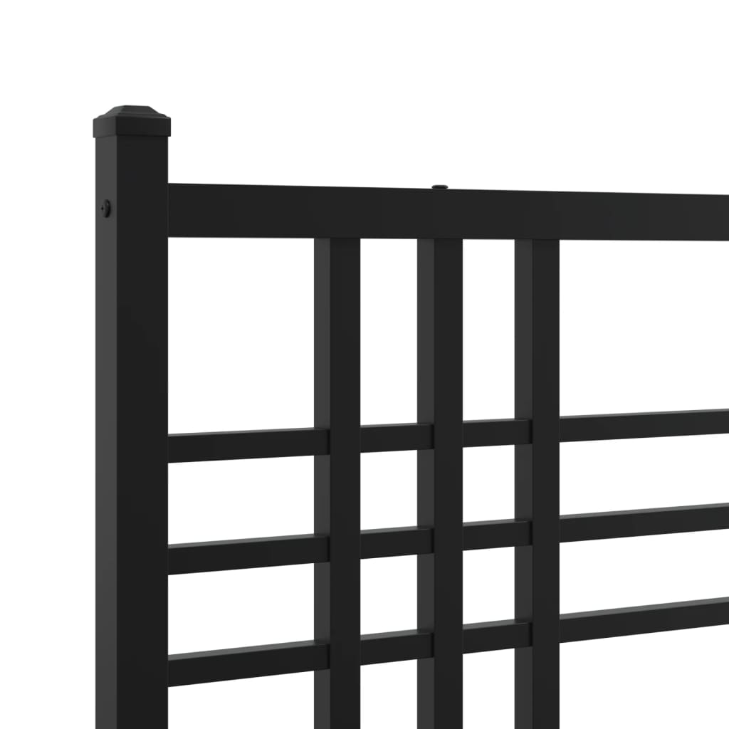 Metal Bed Frame without Mattress with Headboard Black 100x200cm
