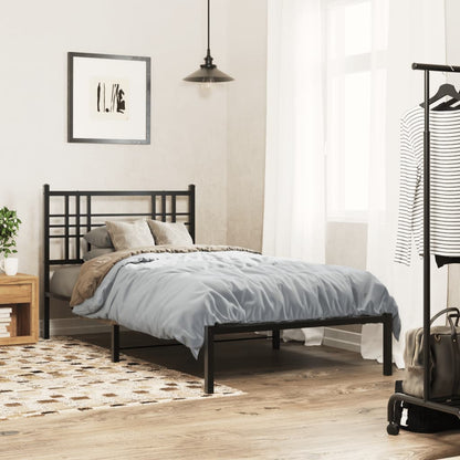Metal Bed Frame without Mattress with Headboard Black 100x200cm