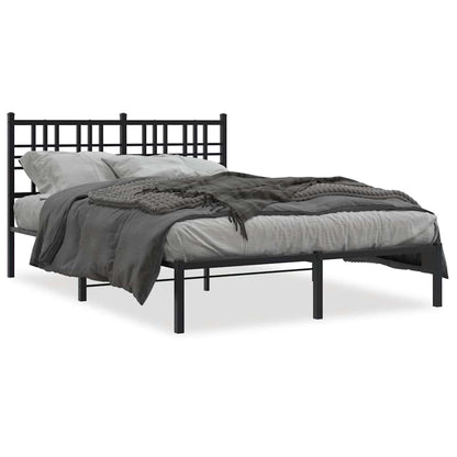 Metal Bed Frame without Mattress with Headboard Black 120x200cm