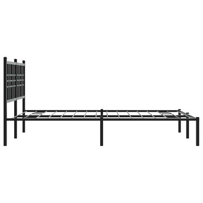 Metal Bed Frame without Mattress with Headboard Black 120x200cm