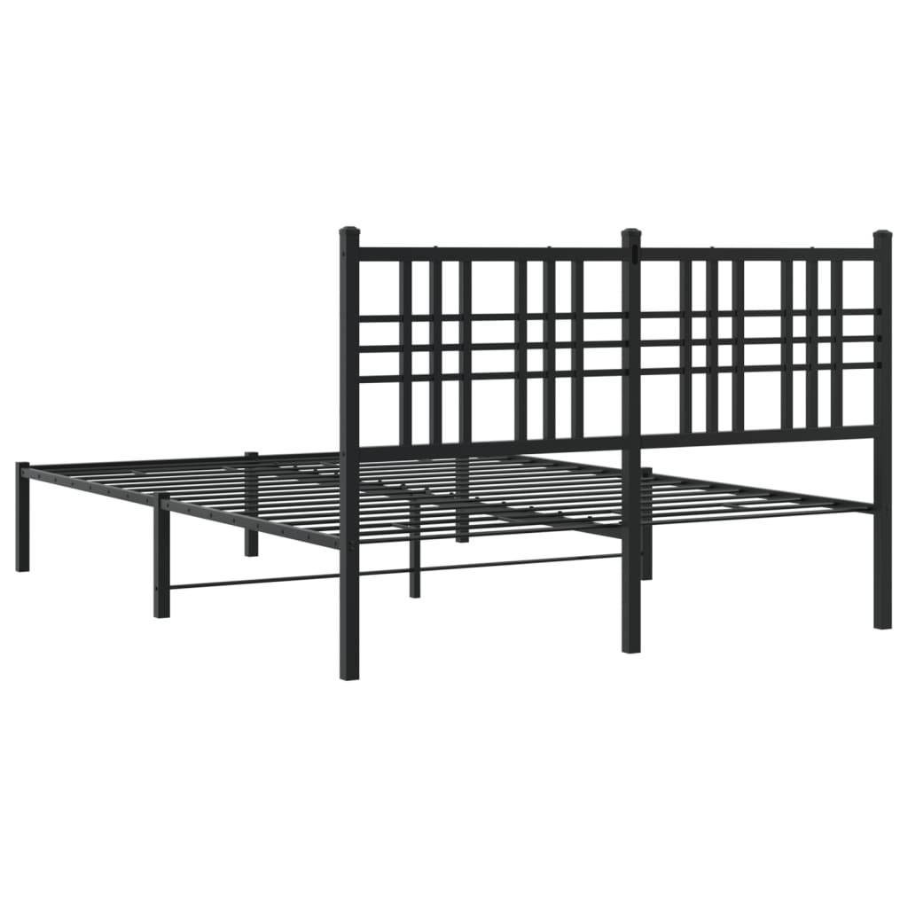 Metal Bed Frame without Mattress with Headboard Black 120x200cm