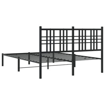 Metal Bed Frame without Mattress with Headboard Black 120x200cm