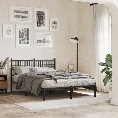 Metal Bed Frame without Mattress with Headboard Black 120x200cm