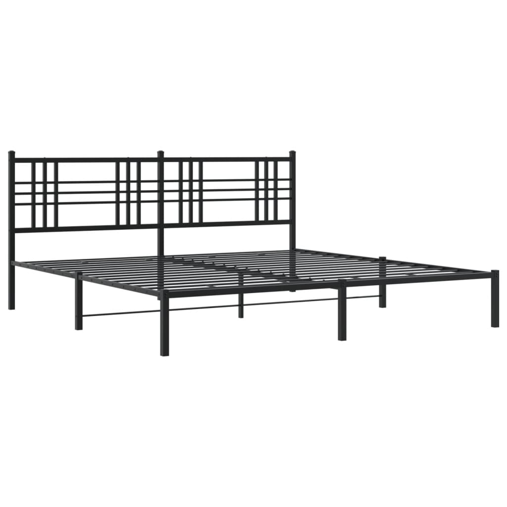 Bed Frame Black Powder-Coated Steel Double Bed Frame