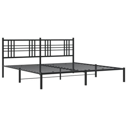 Bed Frame Black Powder-Coated Steel Double Bed Frame
