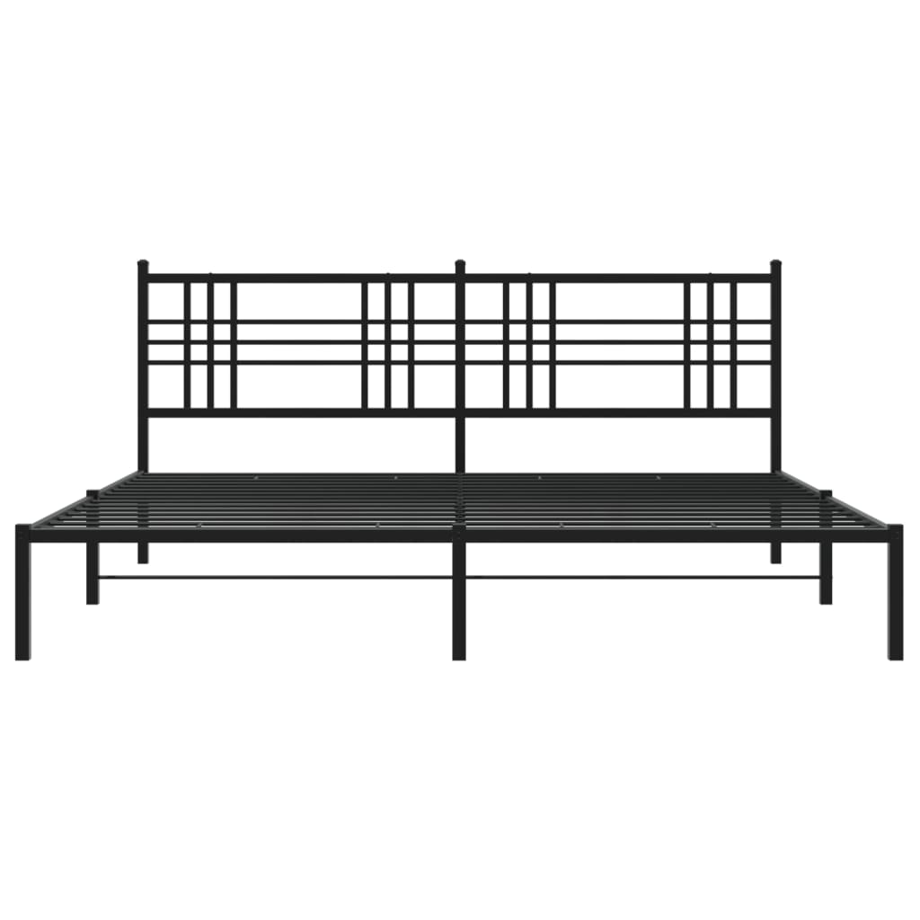 Bed Frame Black Powder-Coated Steel Double Bed Frame