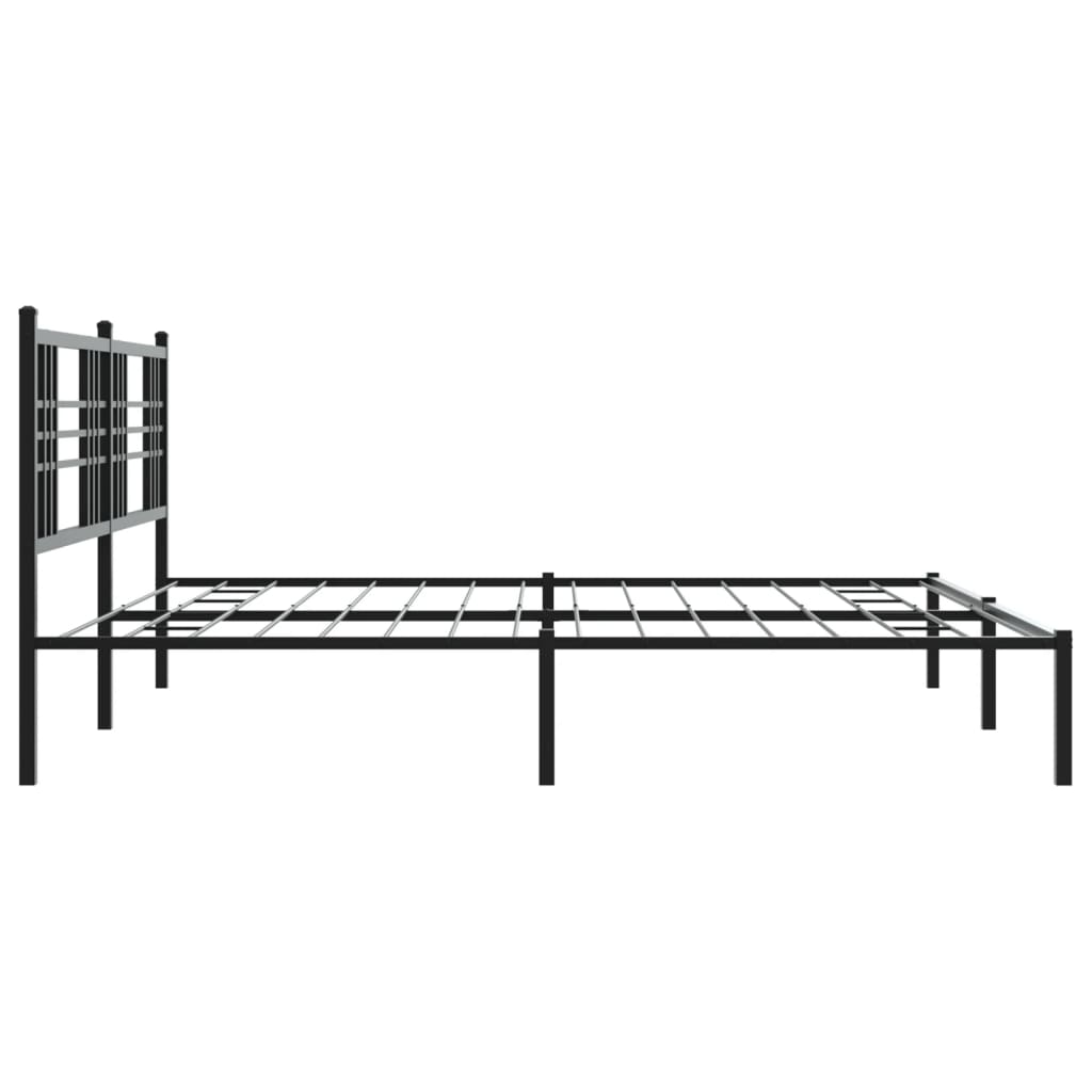 Bed Frame Black Powder-Coated Steel Double Bed Frame