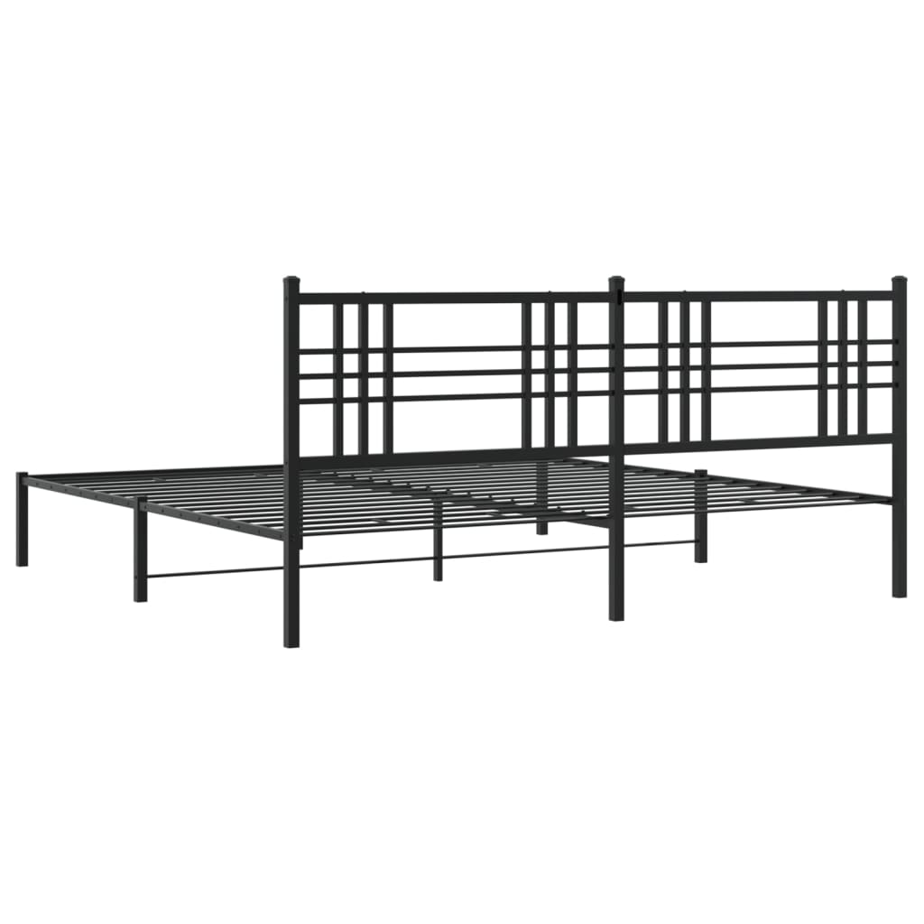 Bed Frame Black Powder-Coated Steel Double Bed Frame