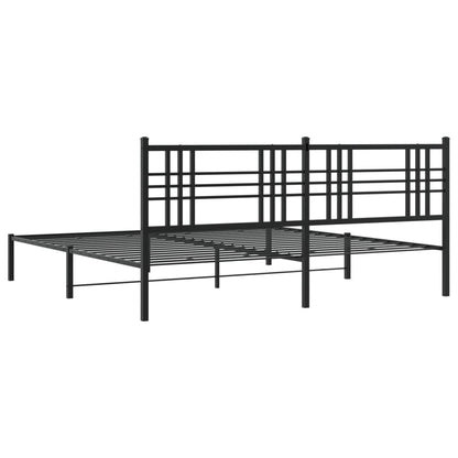 Bed Frame Black Powder-Coated Steel Double Bed Frame