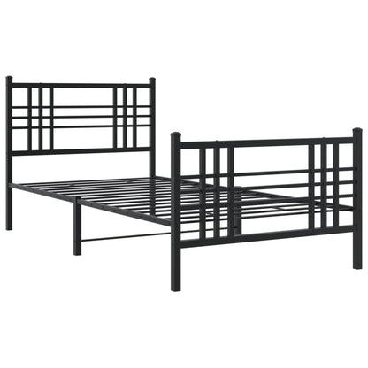 Metal Bed Frame without Mattress with Footboard Black 90x190cm