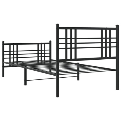 Metal Bed Frame without Mattress with Footboard Black 90x190cm